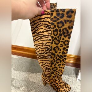 Antonio Melani Corren Mix Leopard Calf Hair Block heel Boots